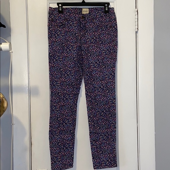 Colorful Floral Cotton/ Denim-Like Pants - Picture 1 of 4